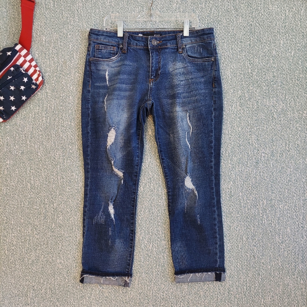 Kut from the Kloth Uma Boyfriend Jeans, Sz 4P, Cropped Cuffs